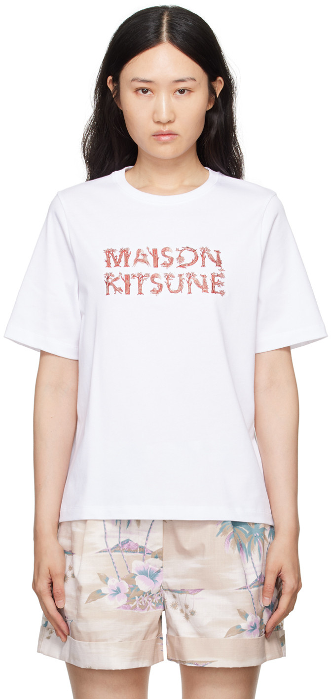 Maison Kitsuné White Woodland Alphabet Comfort T-Shirt