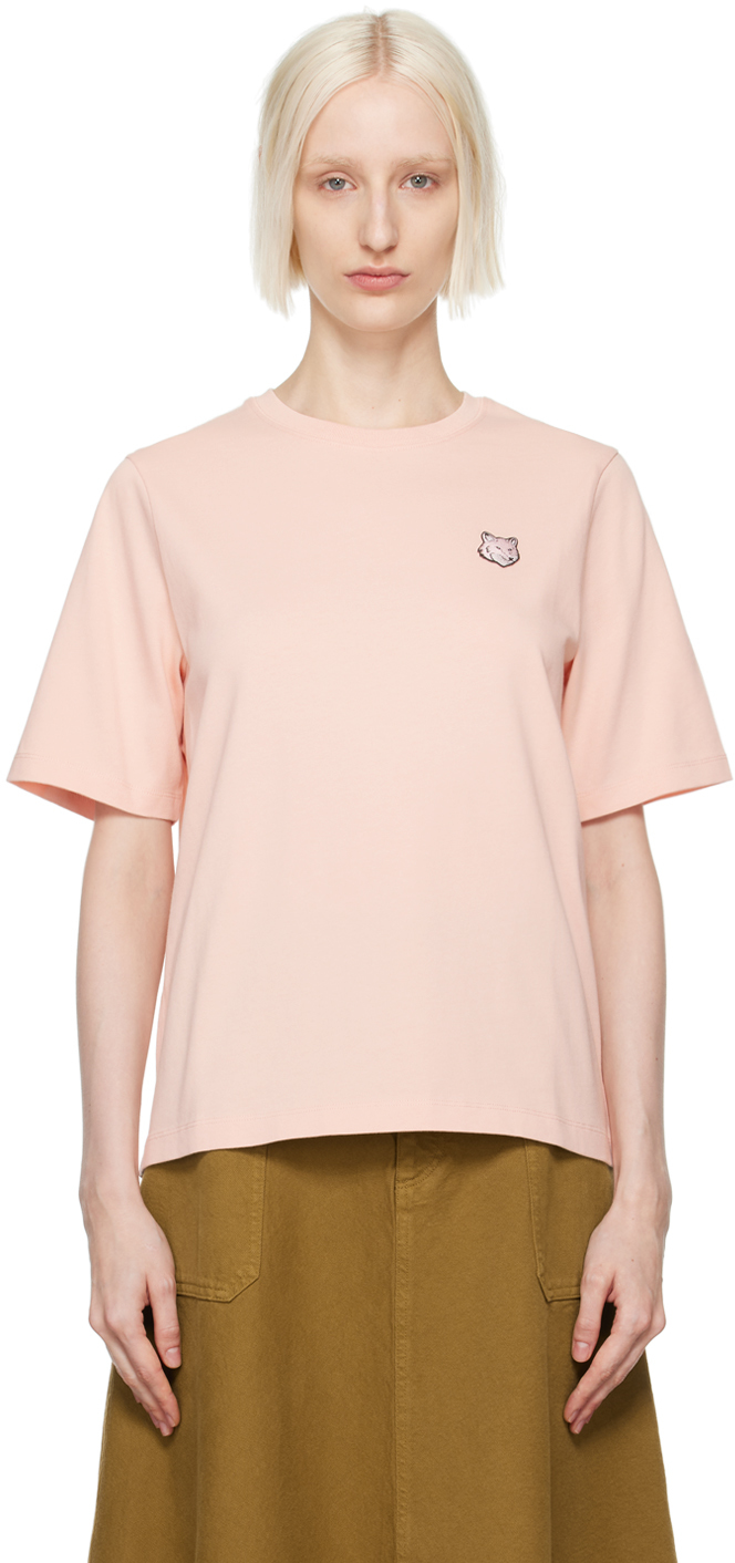 Shop Maison Kitsuné Pink Bold Fox Head Patch Comfort T-shirt In P628 Pasture Rose