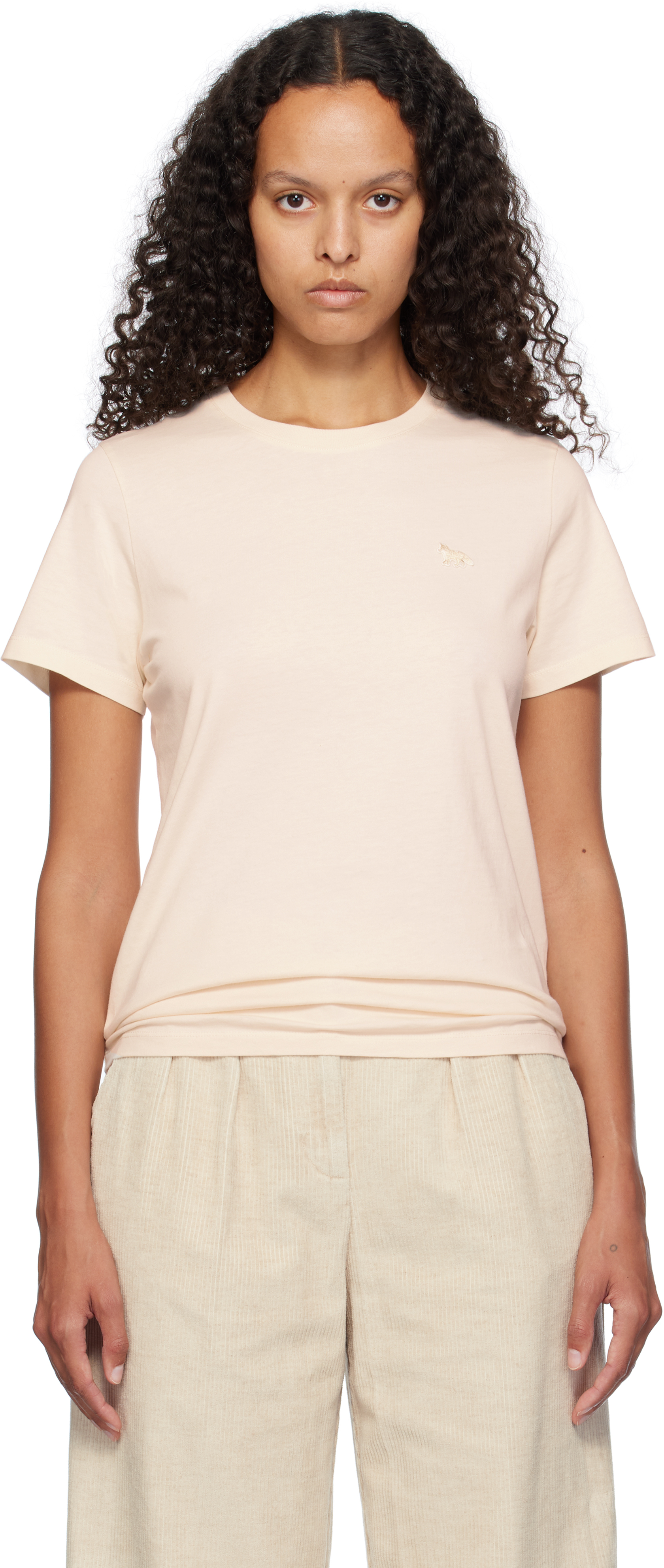 Maison Kitsuné Off-white Baby Fox Patch Regular T-shirt In P705 Fresh Cotton