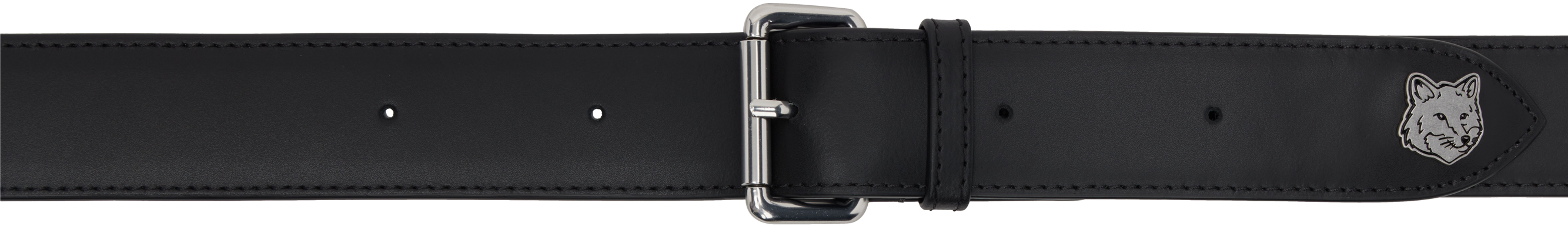 Shop Maison Kitsuné Black Fox Head Belt In P199 Black