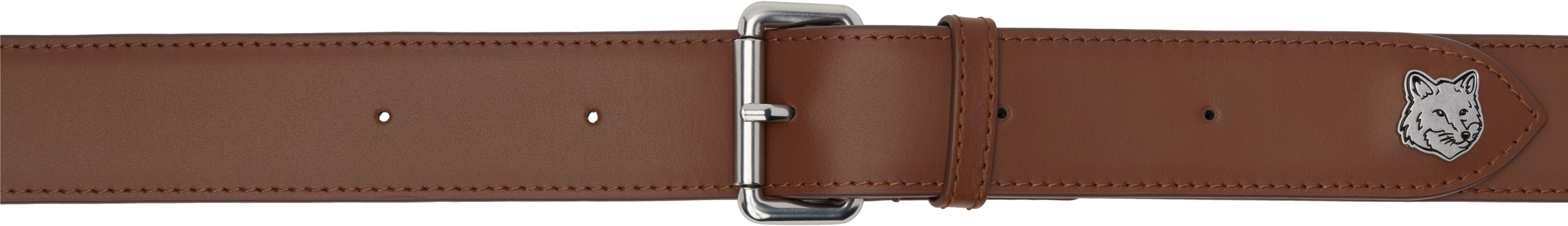 Shop Maison Kitsuné Brown Fox Head Belt In P298 Dark Brown