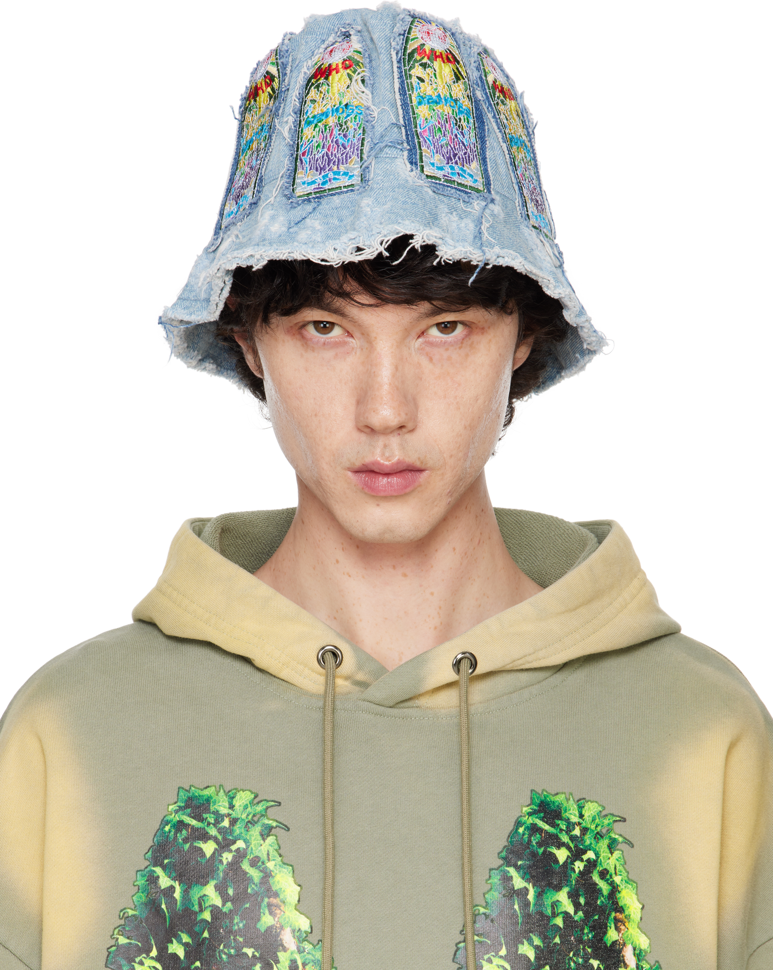 Who Decides War Blue Cathedral Bucket Hat In Denim, Multi