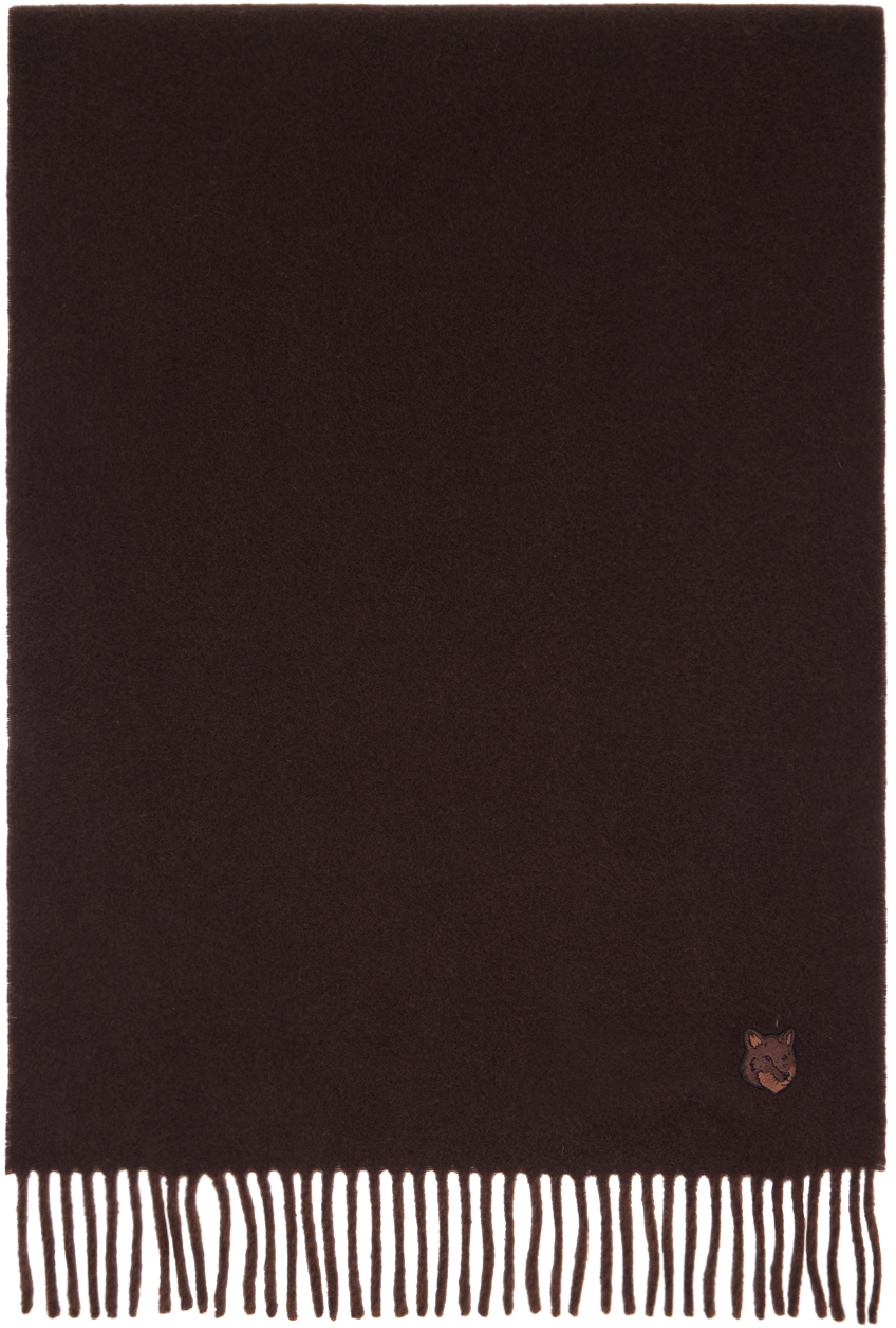 Maison Kitsune Bold Fox Head Double Face Scarf in Chino