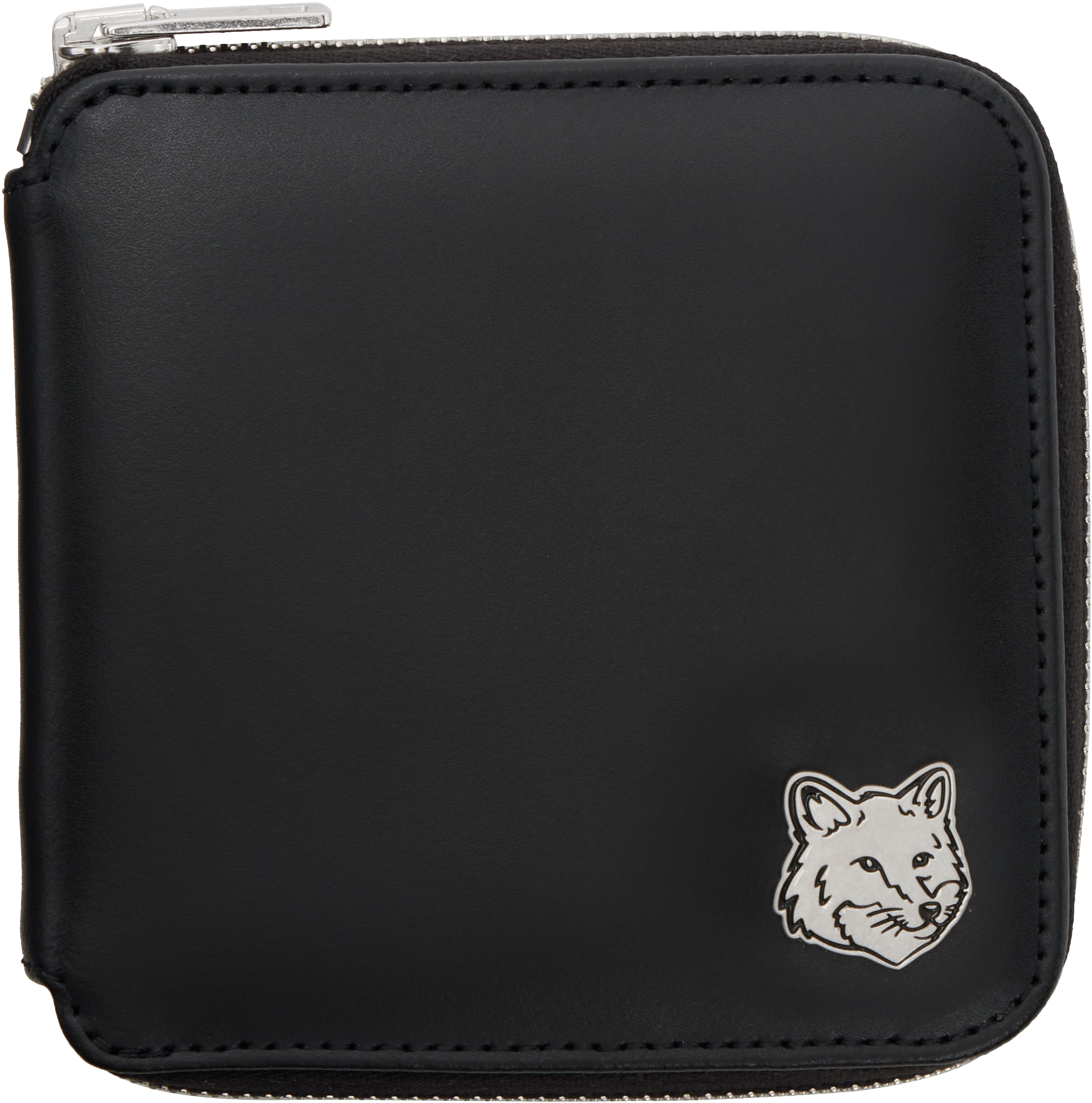 Maison Kitsuné Black Fox Head Square Zipped Wallet