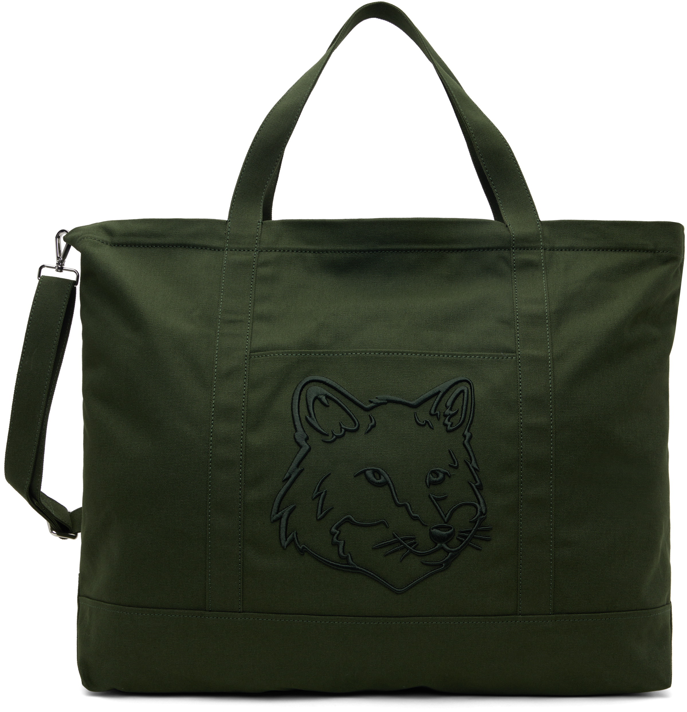 Maison Kitsuné Green Fox Head XL Tote