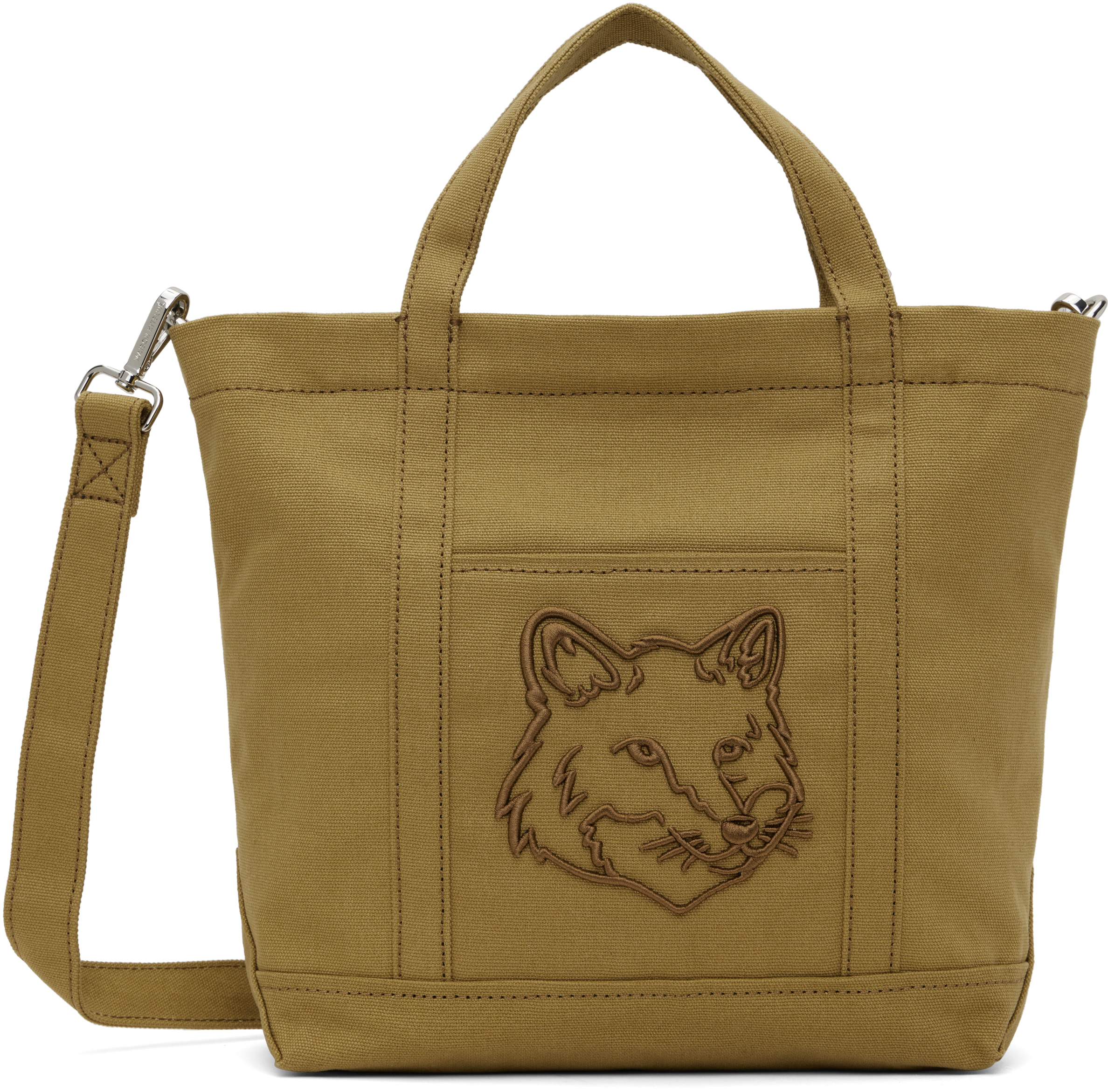 Maison Kitsuné Brown Fox Head Small Tote