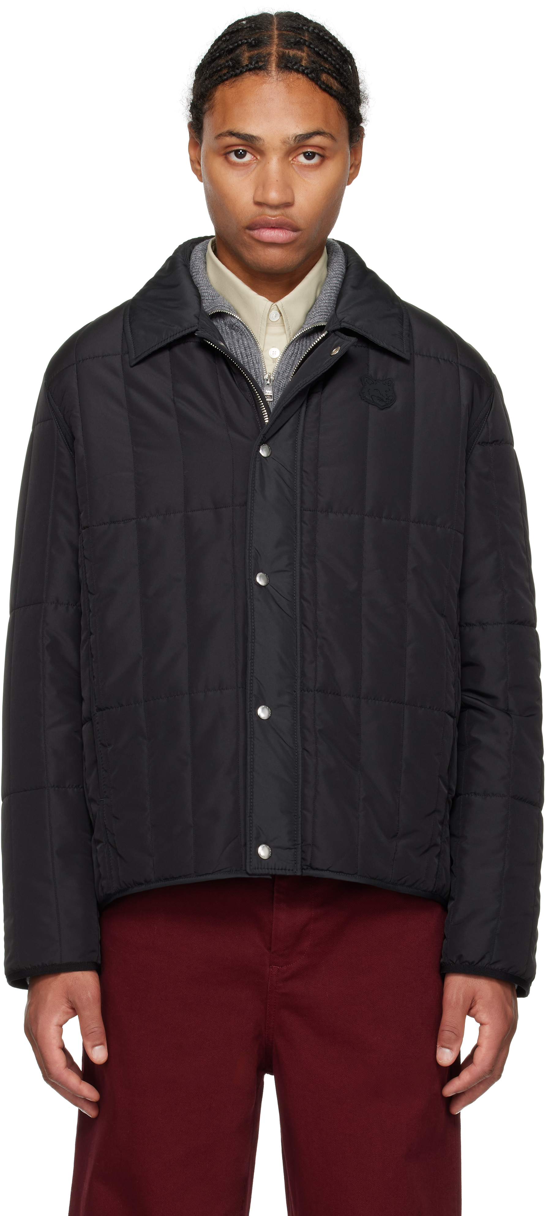 Maison Kitsuné Black Quilted Blouson Jacket In P199 Black