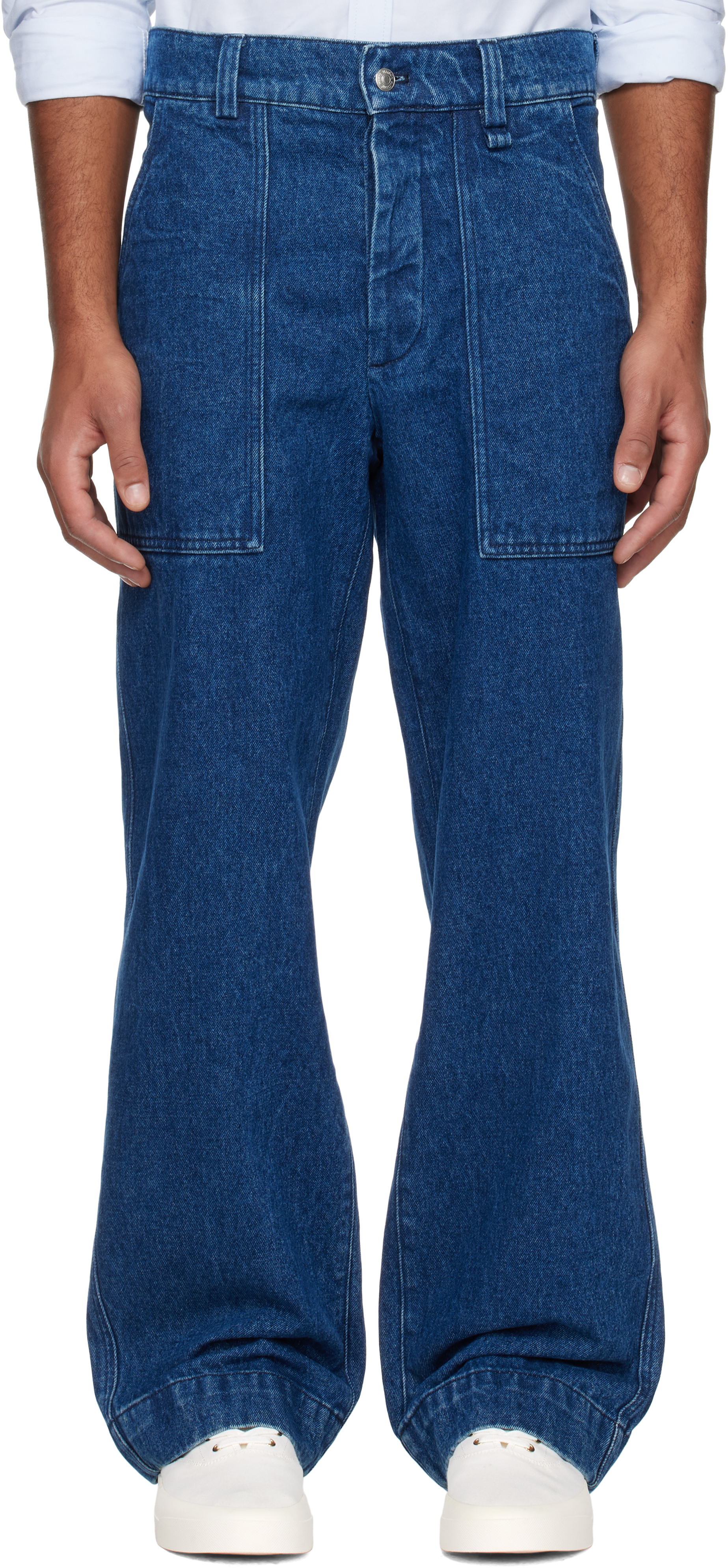 Shop Maison Kitsuné Blue Workwear Jeans In P471 Washed Indigo