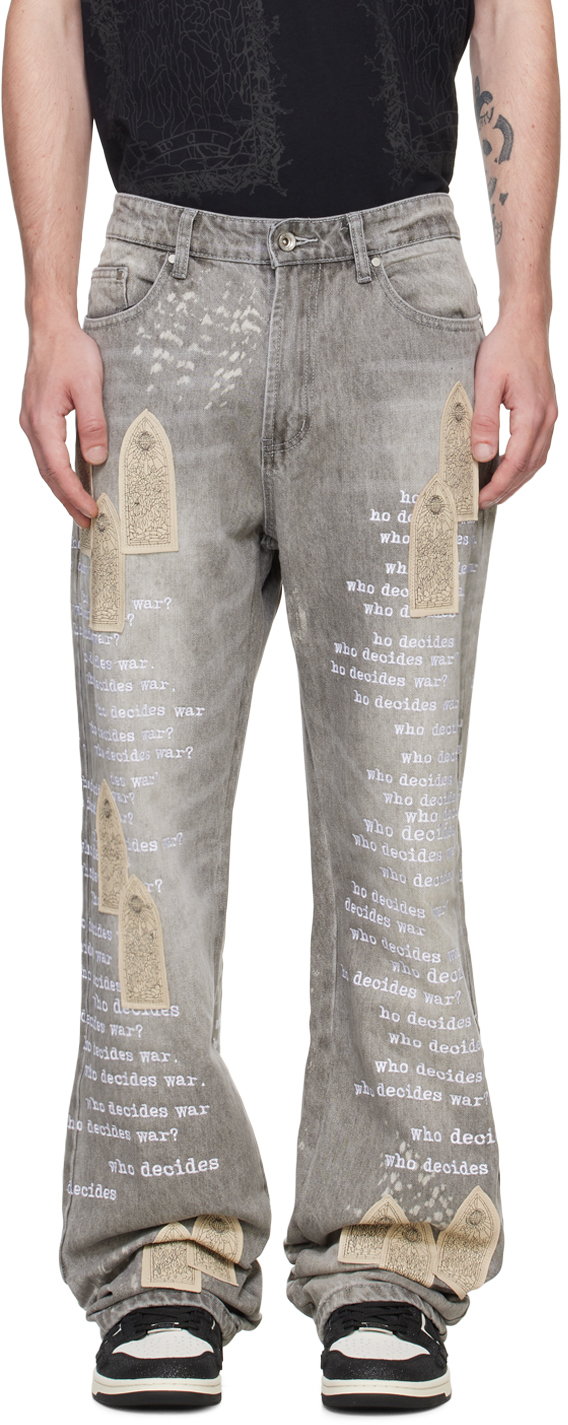 WHO DECIDES WAR GRAY SCRIPTURE JEANS 