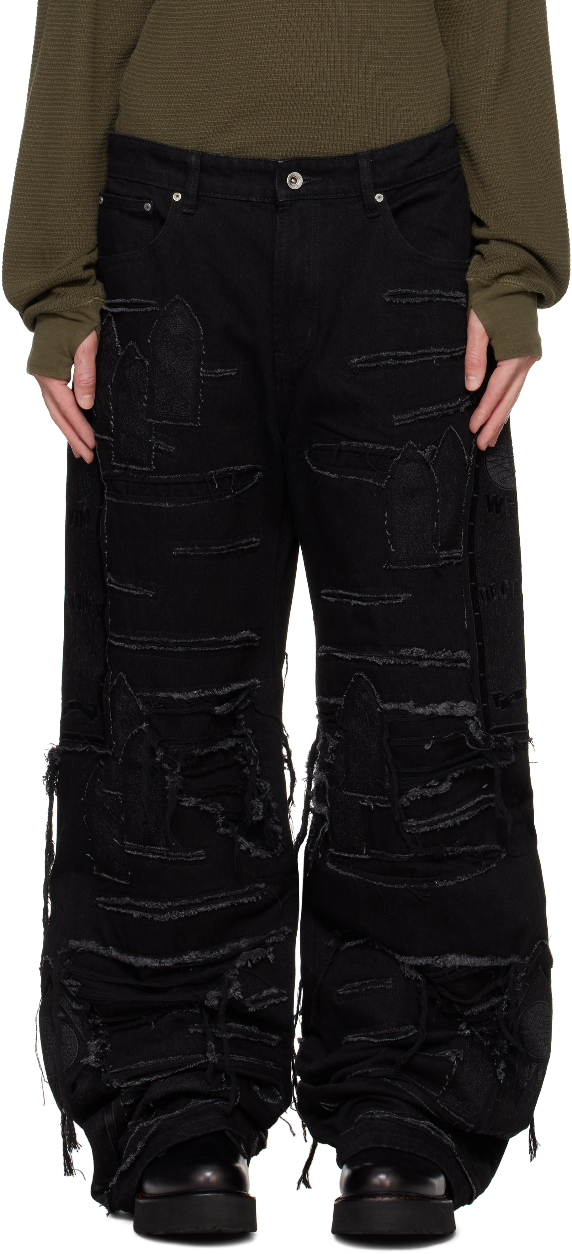 Who Decides War Black Ultra Flare Windowed Jeans In Coal