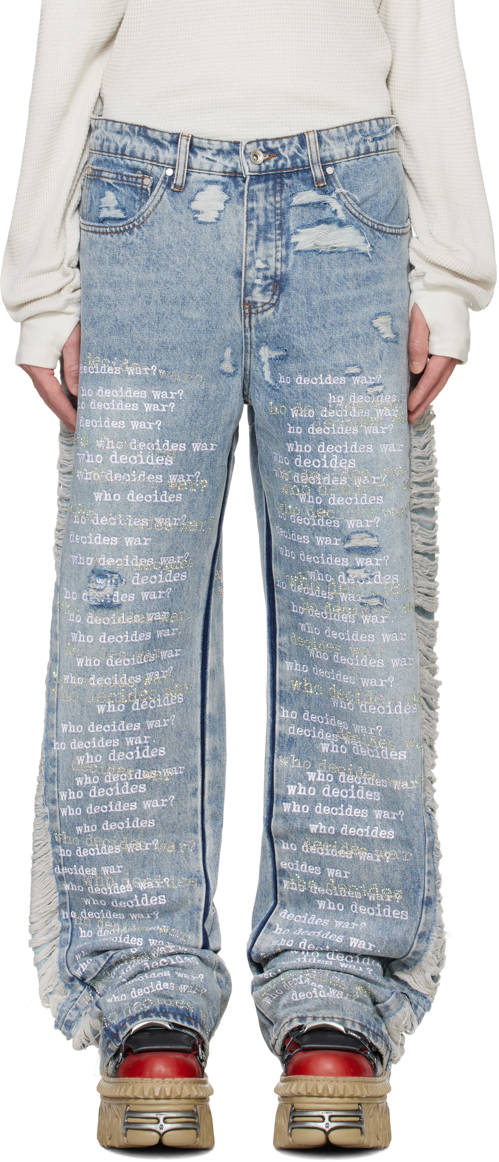 Who Decides War Blue Ultra Flare Scripture Jeans In Sky