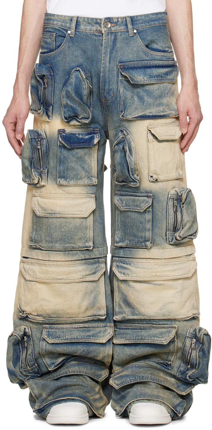 Shop Who Decides War Blue Rave Denim Cargo Pants