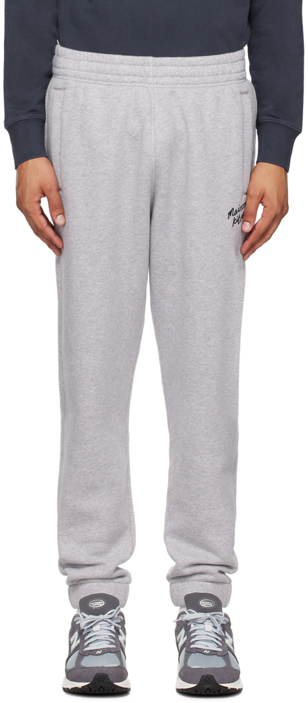 Shop Maison Kitsuné Gray Handwriting Comfort Sweatpants In H120 Light Grey Mela