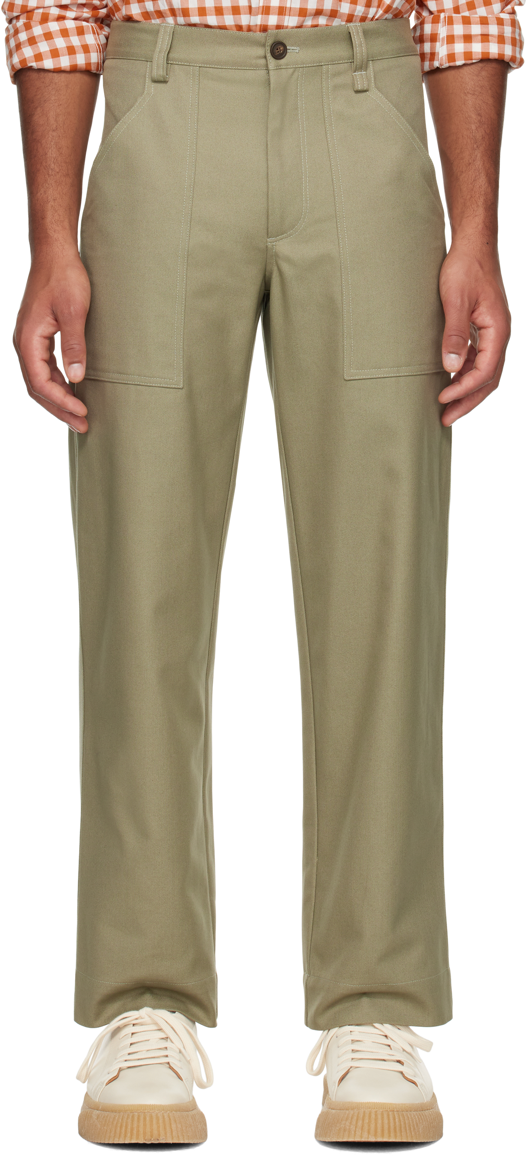 Maison Kitsuné Taupe Workwear Trousers In P131 Pebble