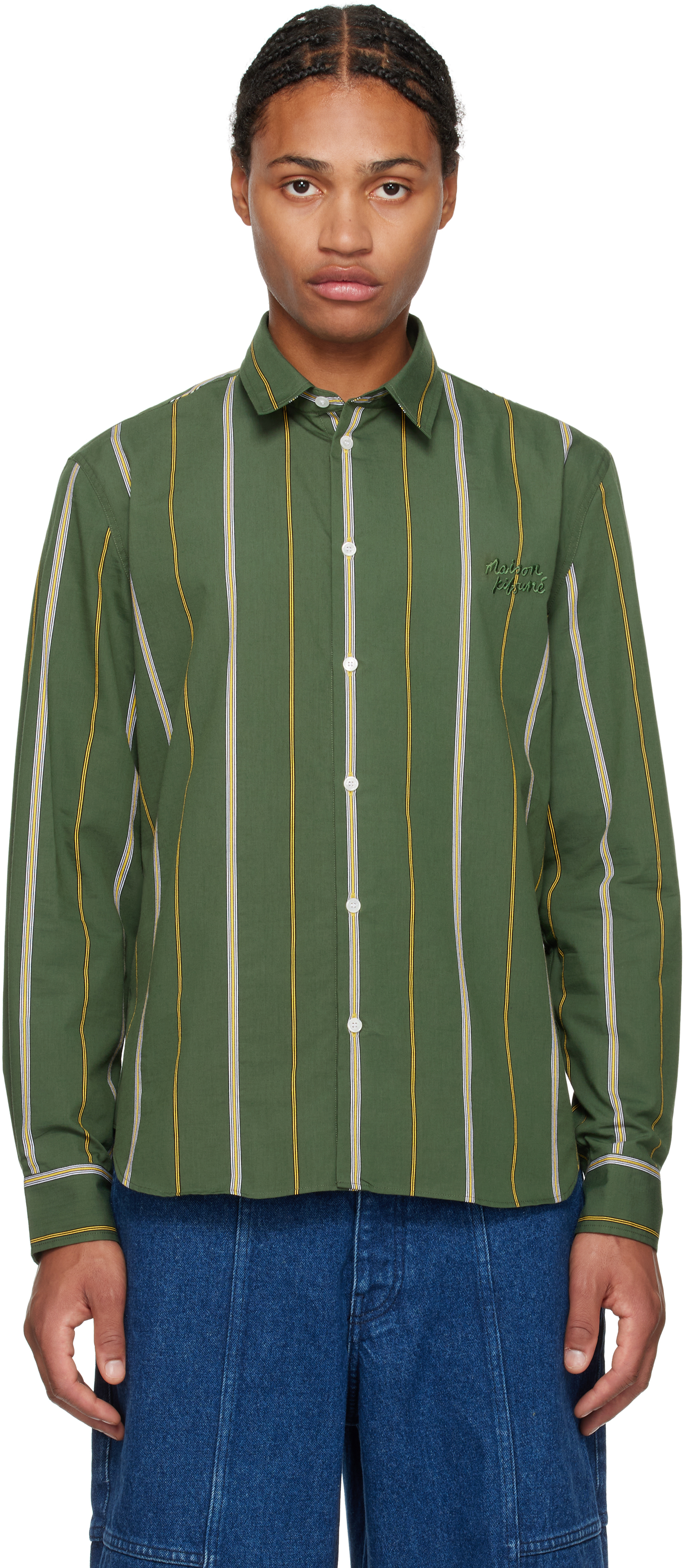 Shop Maison Kitsuné Green Relaxed Shirt In P391 Ranger Green