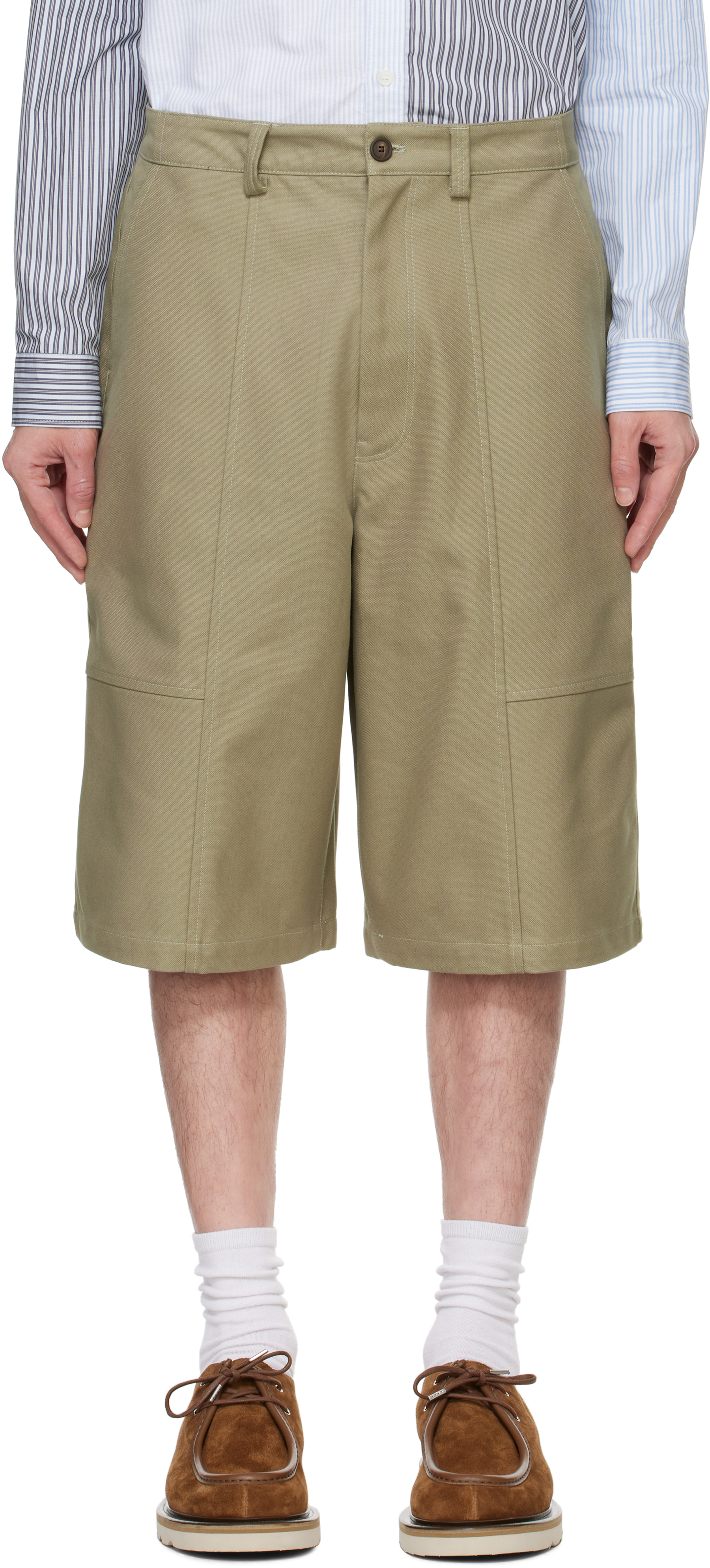 【関税&送料込】Maison Kitsune Green Cotton Bermuda Shorts MAISON KITSUNÉ | Green Men's Shorts & Bermuda | YOOX