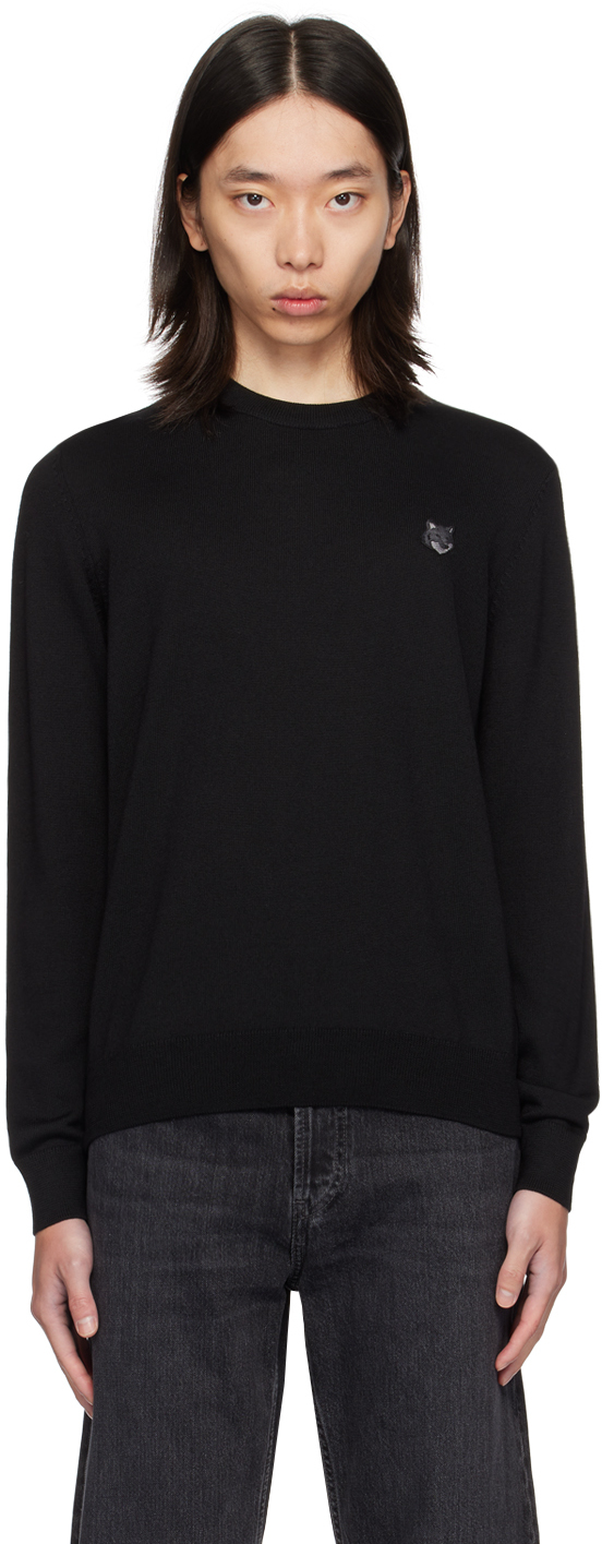 Black Bold Fox Head Sweater by Maison Kitsune on Sale