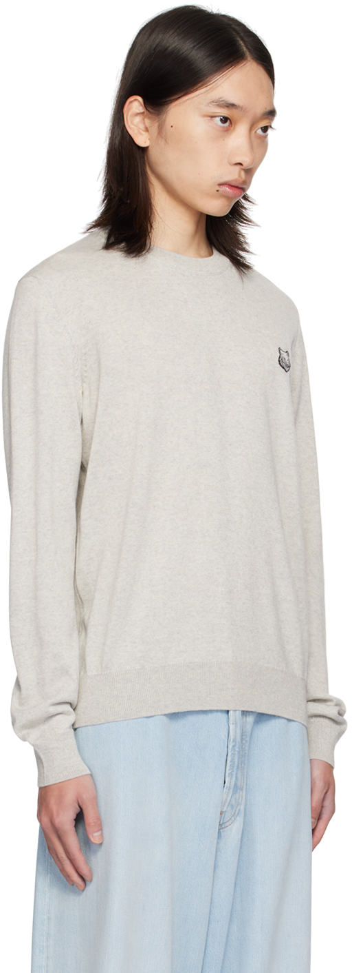 Shop Maison Kitsuné Gray Bold Fox Head Sweater In H120 Light Grey Mela