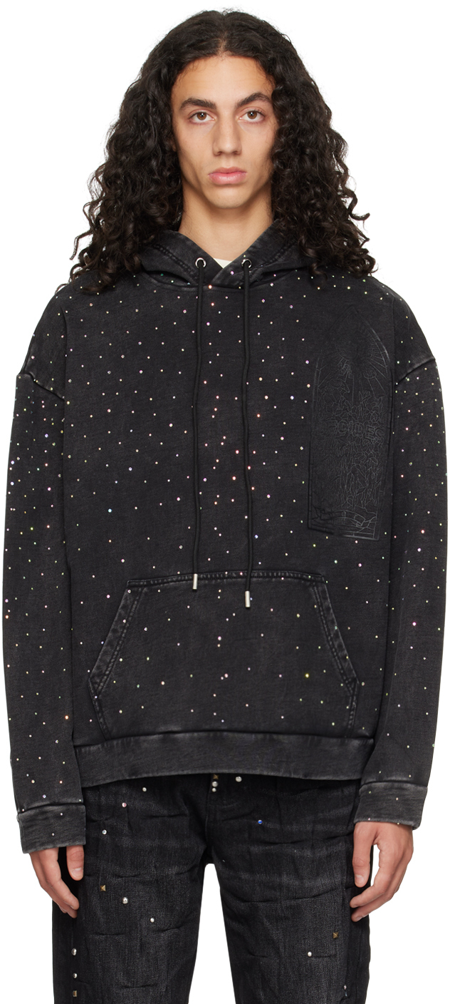 Who Decides War Ssense Exclusive Black Rhinestone Hoodie In Coal