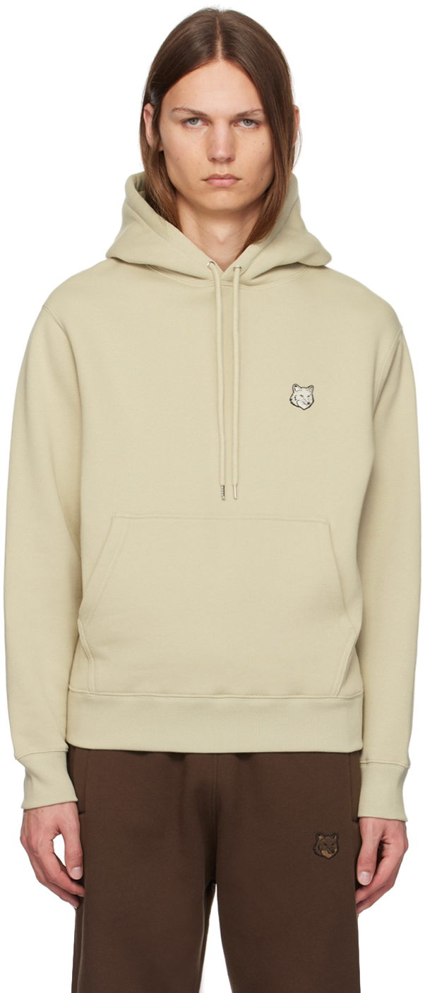 Shop Maison Kitsuné Beige Bold Fox Head Patch Comfort Hoodie In P129 Ash Tree