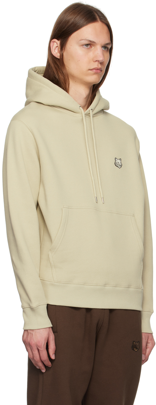Shop Maison Kitsuné Beige Bold Fox Head Patch Comfort Hoodie In P129 Ash Tree