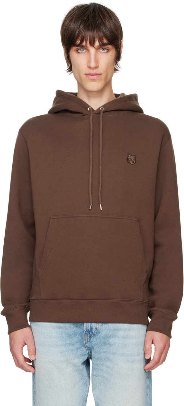 Shop Maison Kitsuné Brown Bold Fox Head Patch Hoodie In P296 Firewood