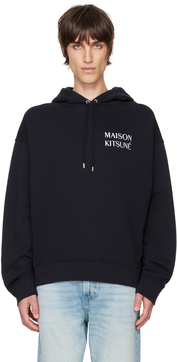 Shop Maison Kitsuné Black Waterfall Oversize Hoodie In P199 Black