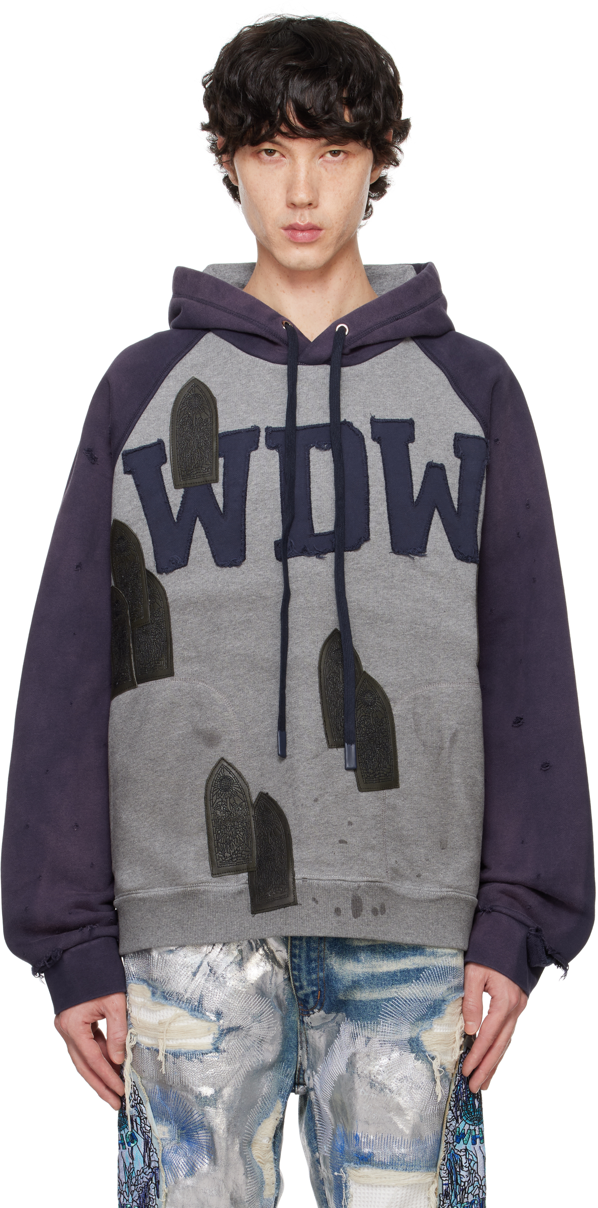 Who Decides War Gray & Purple Faded 'wdw' Hoodie In Vintage Grey