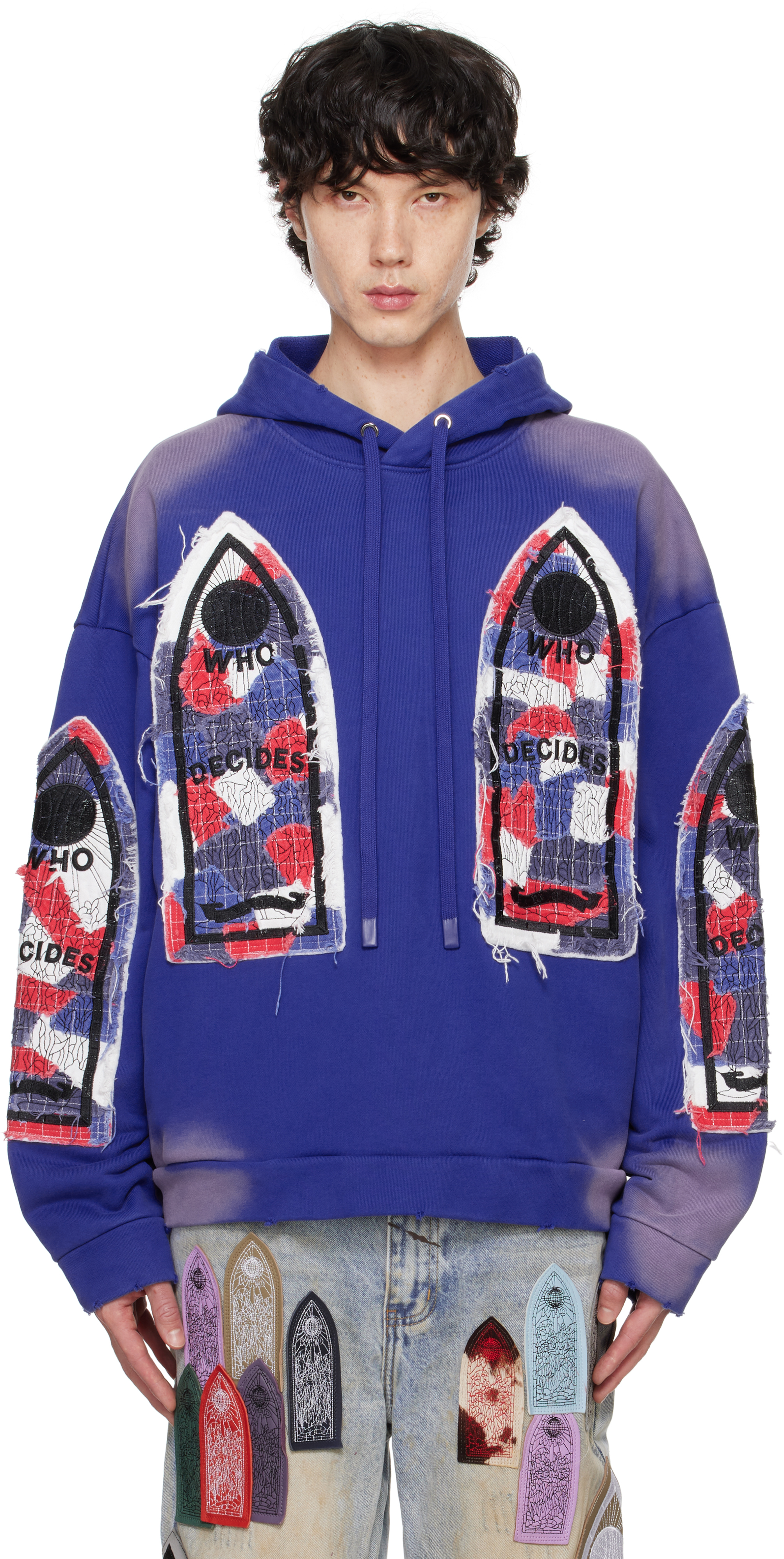 Who Decides War Blue Glory Fabricated Hoodie In Indigo