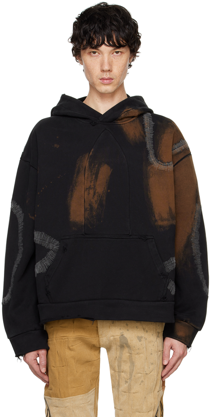 Shop Who Decides War Black Windowed Hoodie In Coal