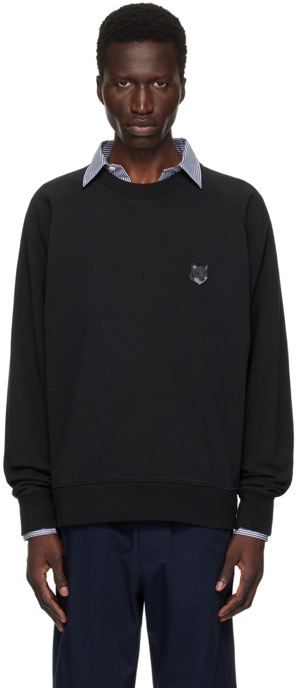 Shop Maison Kitsuné Black Bold Fox Head Sweatshirt In P199 Black