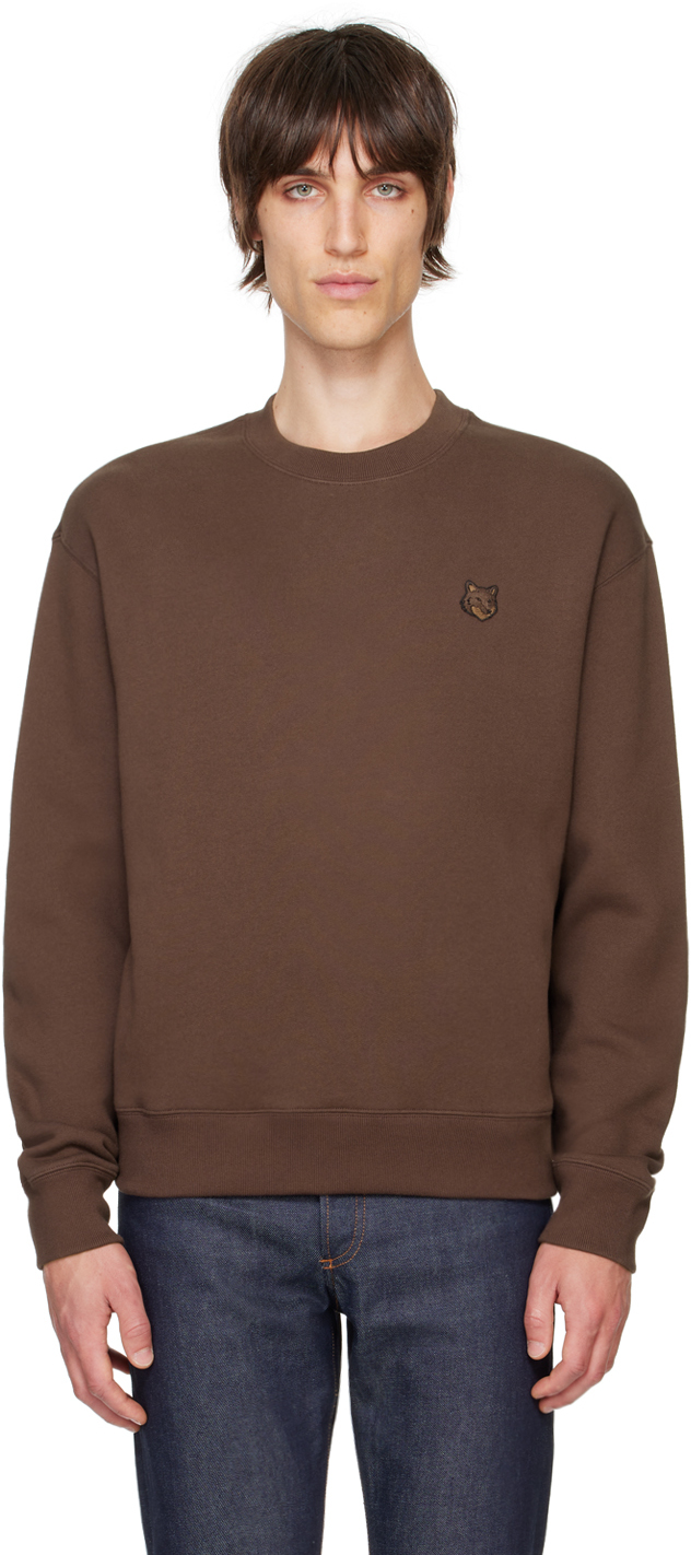 MAISON KITSUNÉ BROWN BOLD FOX HEAD PATCH SWEATSHIRT 