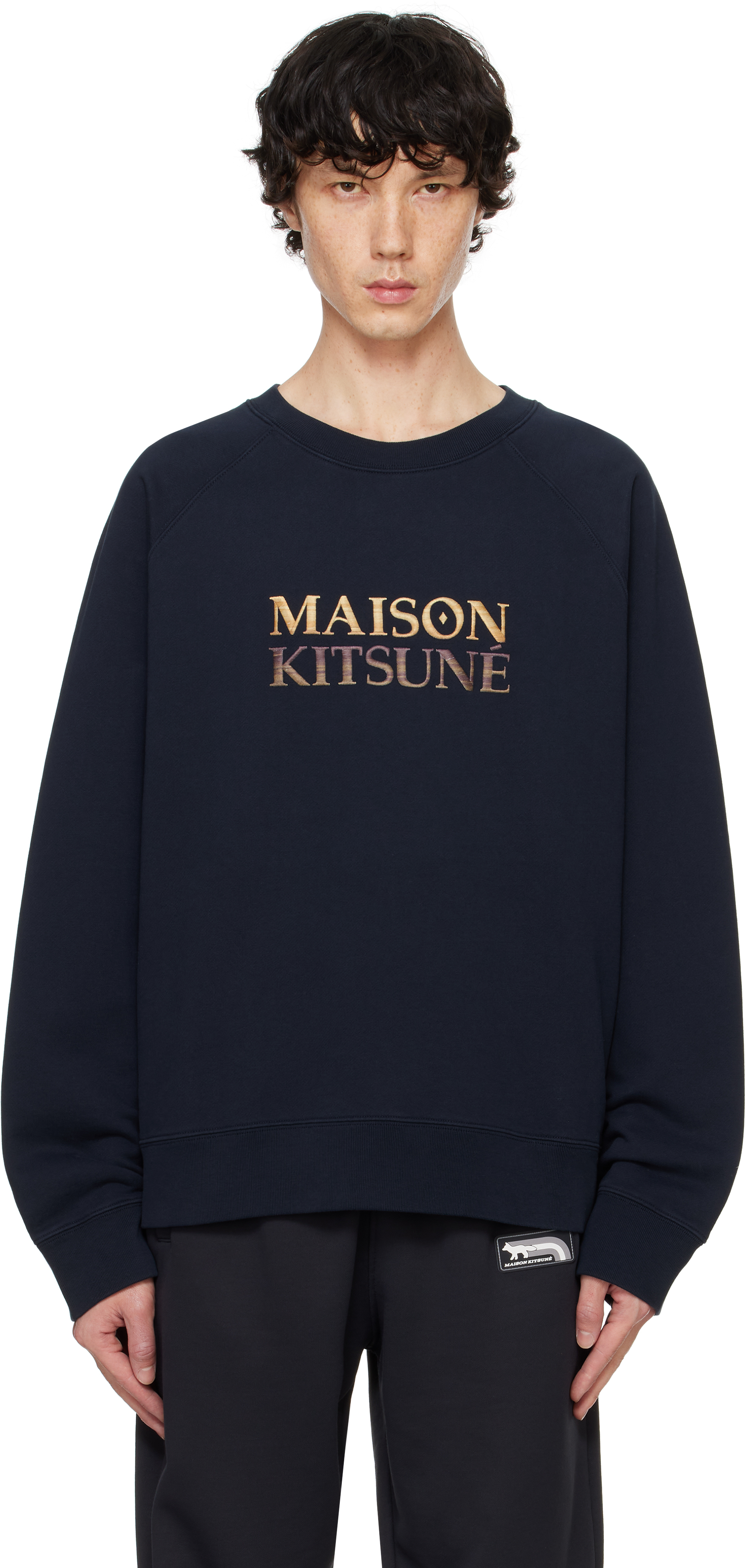 Maison Kitsuné Navy Gradient 'Maison Kitsuné' Oversize Sweatshirt