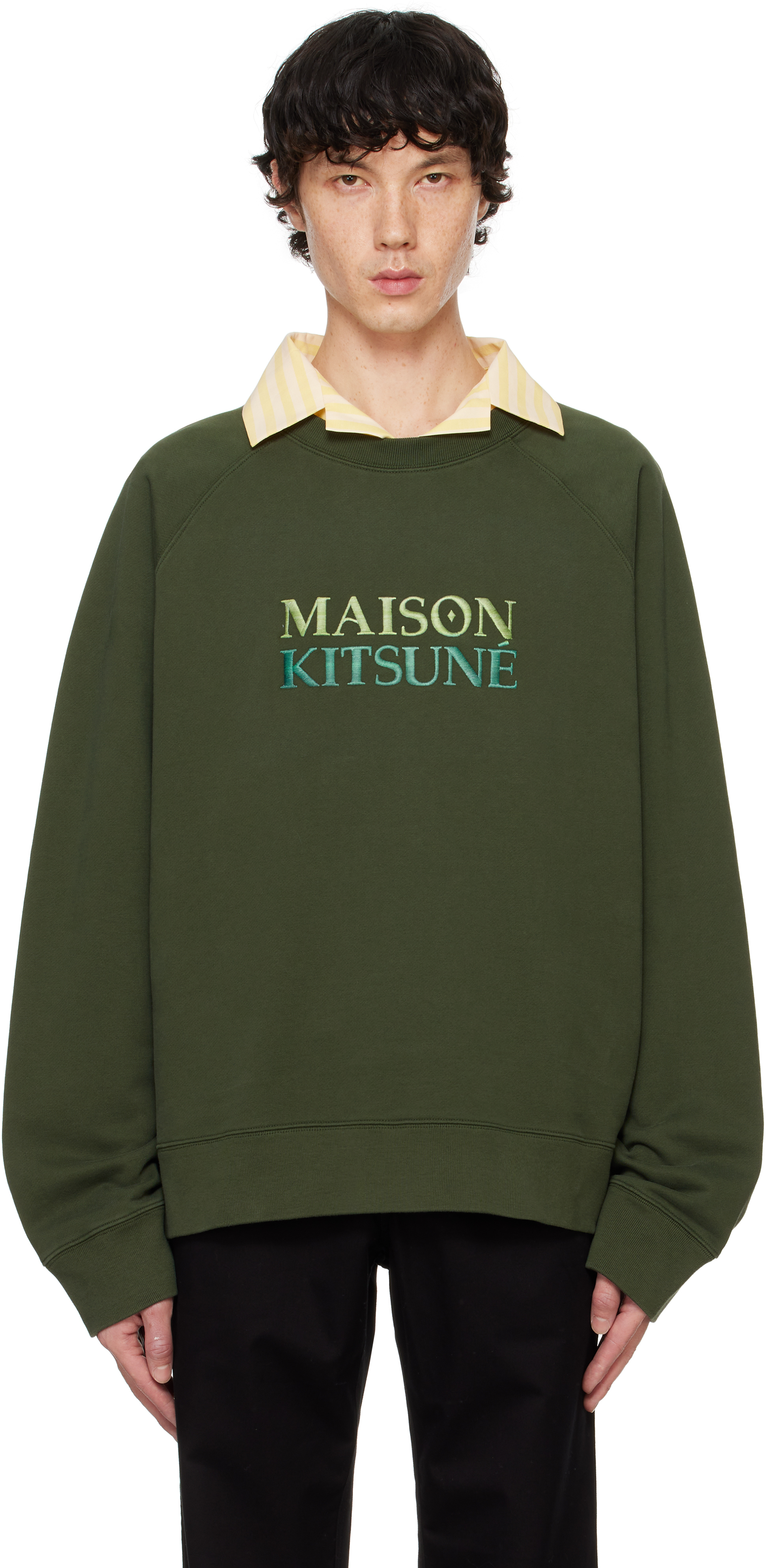 Maison Kitsuné Green Gradient 'Maison Kitsuné' Oversize Sweatshirt