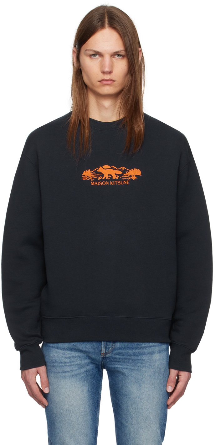スウェット・トレーナー MAISON KITSUNE OUTDOOR PROFILE FOX COMFORT SWEATSHIRT Navy Outdoor Profile Fox Comfort Sweatshirt by Maison