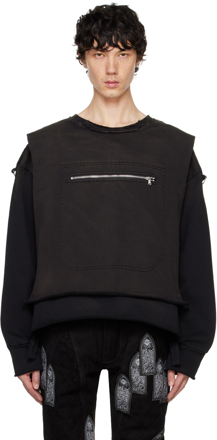 Shop Who Decides War Black Layered Sweatshirt In Coal