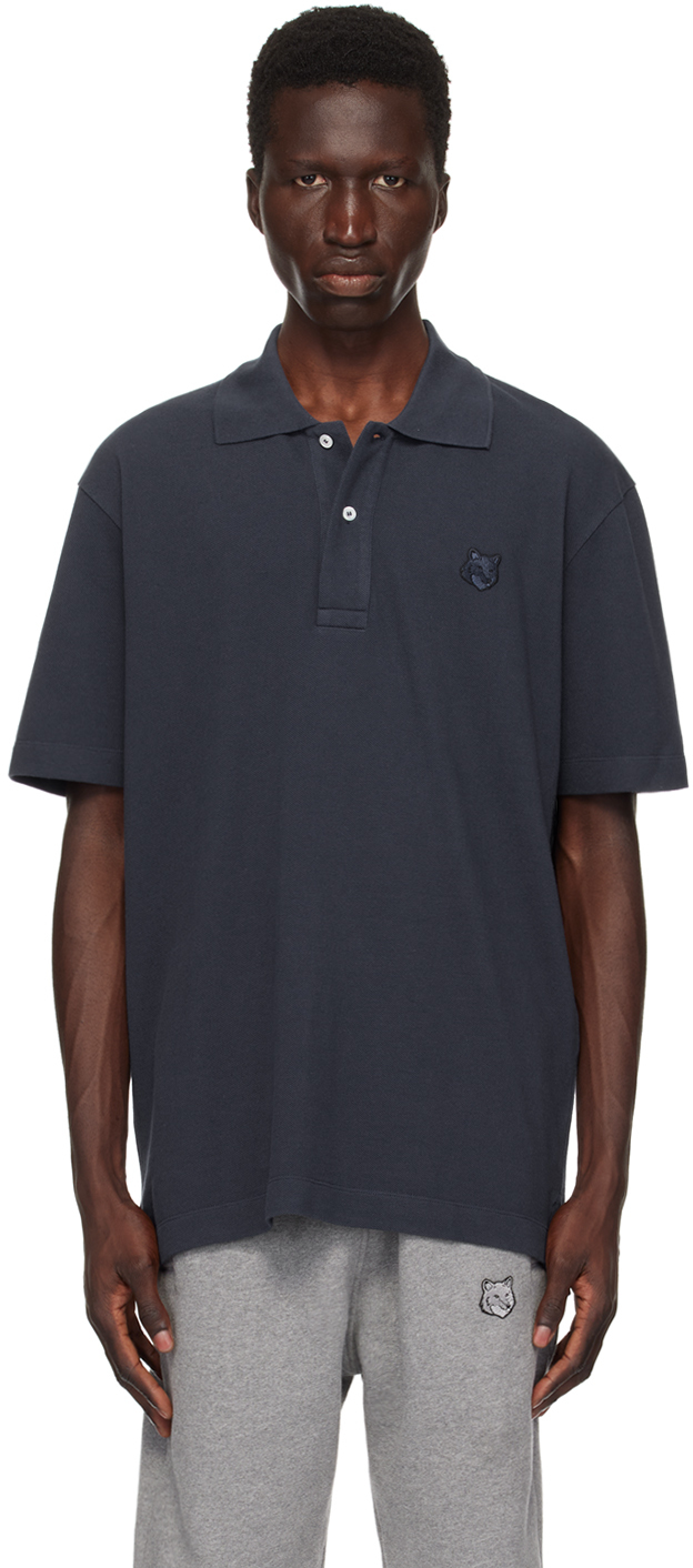 Maison Kitsuné: Navy Bold Fox Head Polo | SSENSE