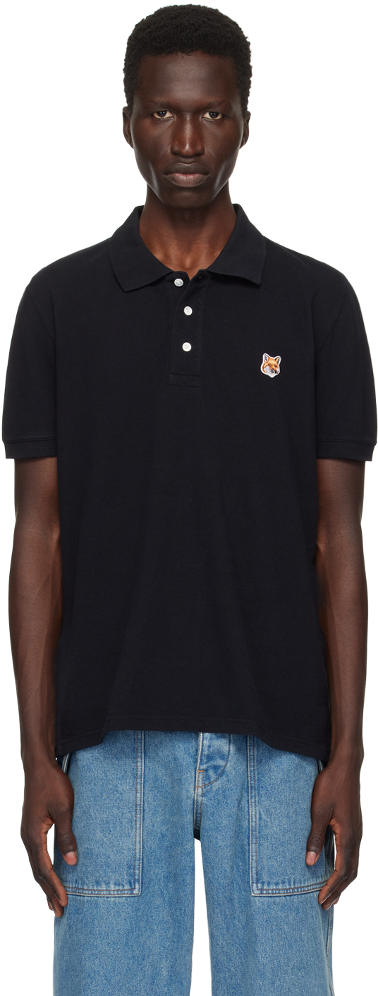 Shop Maison Kitsuné Black Fox Head Polo In P199 Black