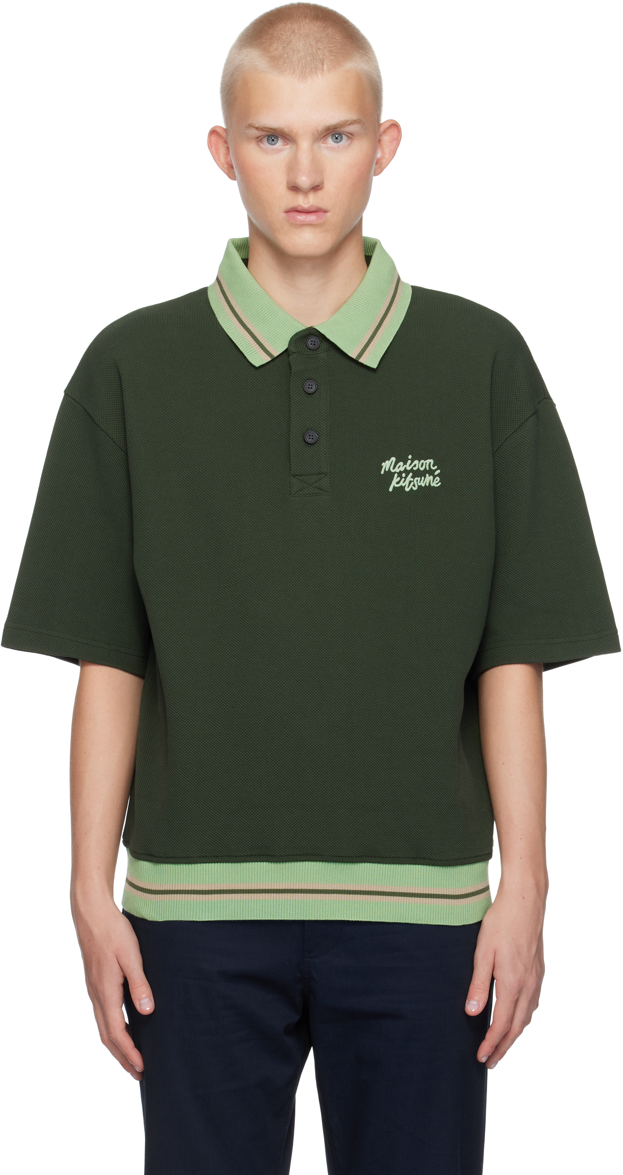 Maison Kitsuné Green Oversize Polo