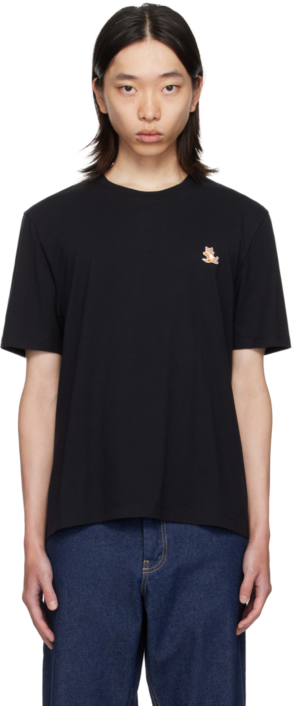 Black Chillax Fox T-Shirt by Maison Kitsuné on Sale