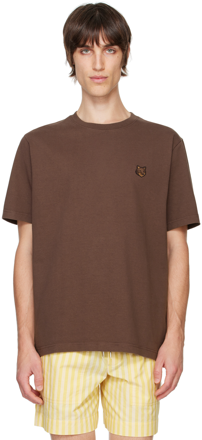 Shop Maison Kitsuné Brown Bold Fox Head Patch Comfort T-shirt In P296 Firewood