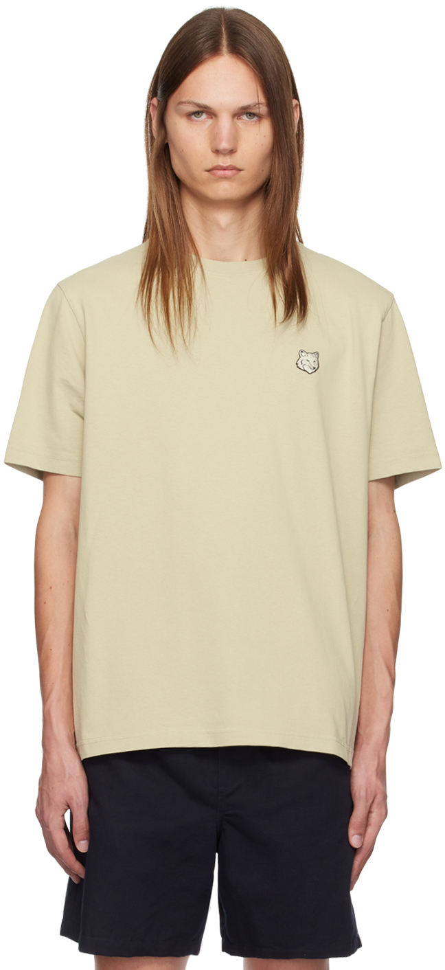 Shop Maison Kitsuné Beige Bold Fox Head Patch Comfort T-shirt In P129 Ash Tree