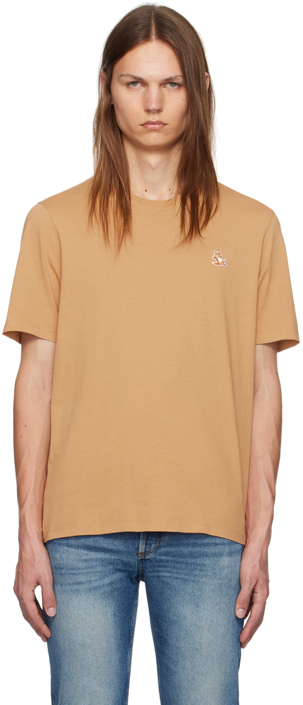 Shop Maison Kitsuné Yellow Chillax Fox Patch Regular T-shirt In P242 Chamomile