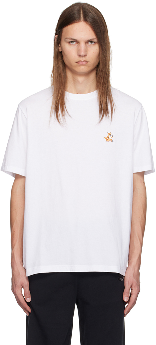 White Speedy Fox Patch T-shirt by Maison Kitsuné on Sale