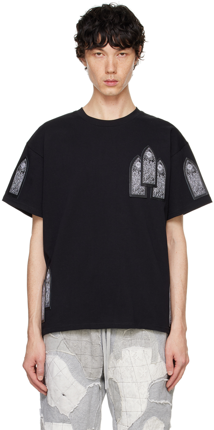 Shop Who Decides War Black Leather Windows T-shirt In Coal