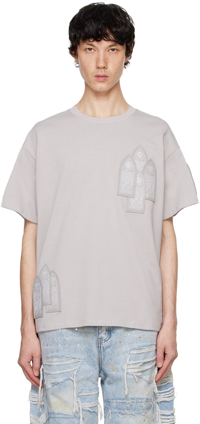 Shop Who Decides War Grey Leather Window T-shirt In Vintage Grey