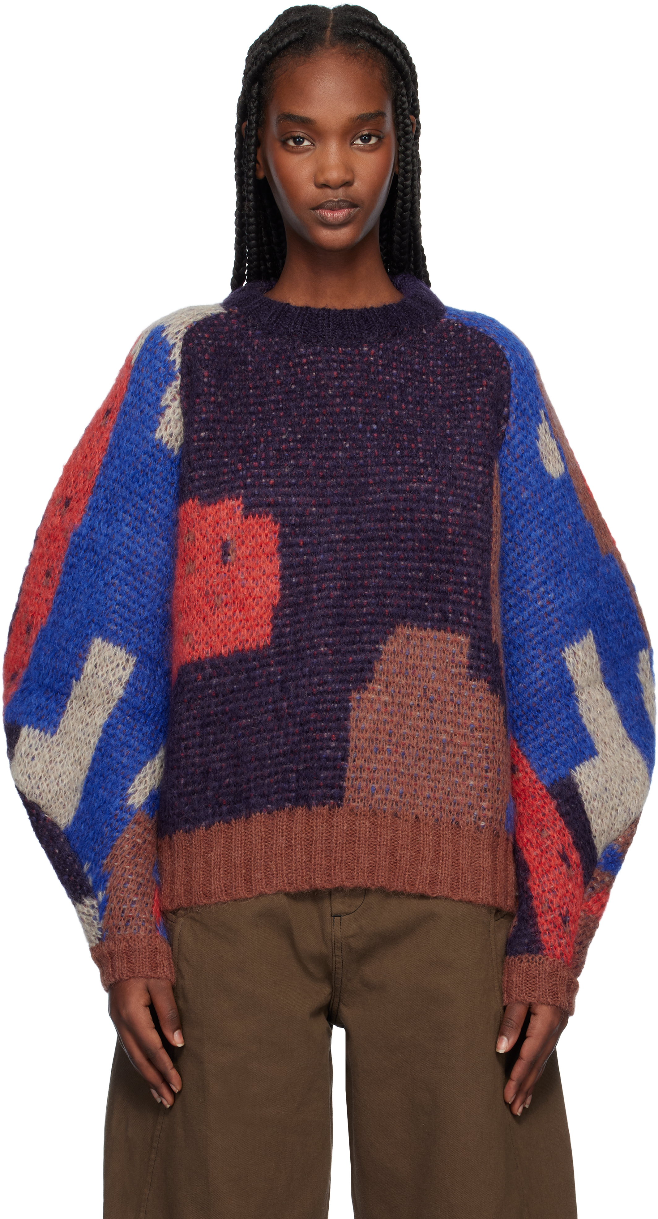 Multicolor Mohairy Knit Sweater