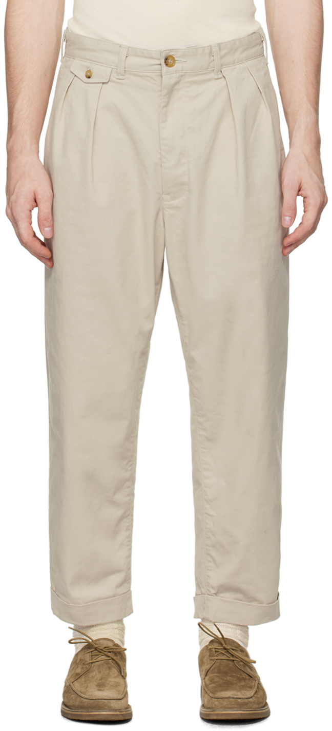 Beige 2 Pleats Chino Trousers