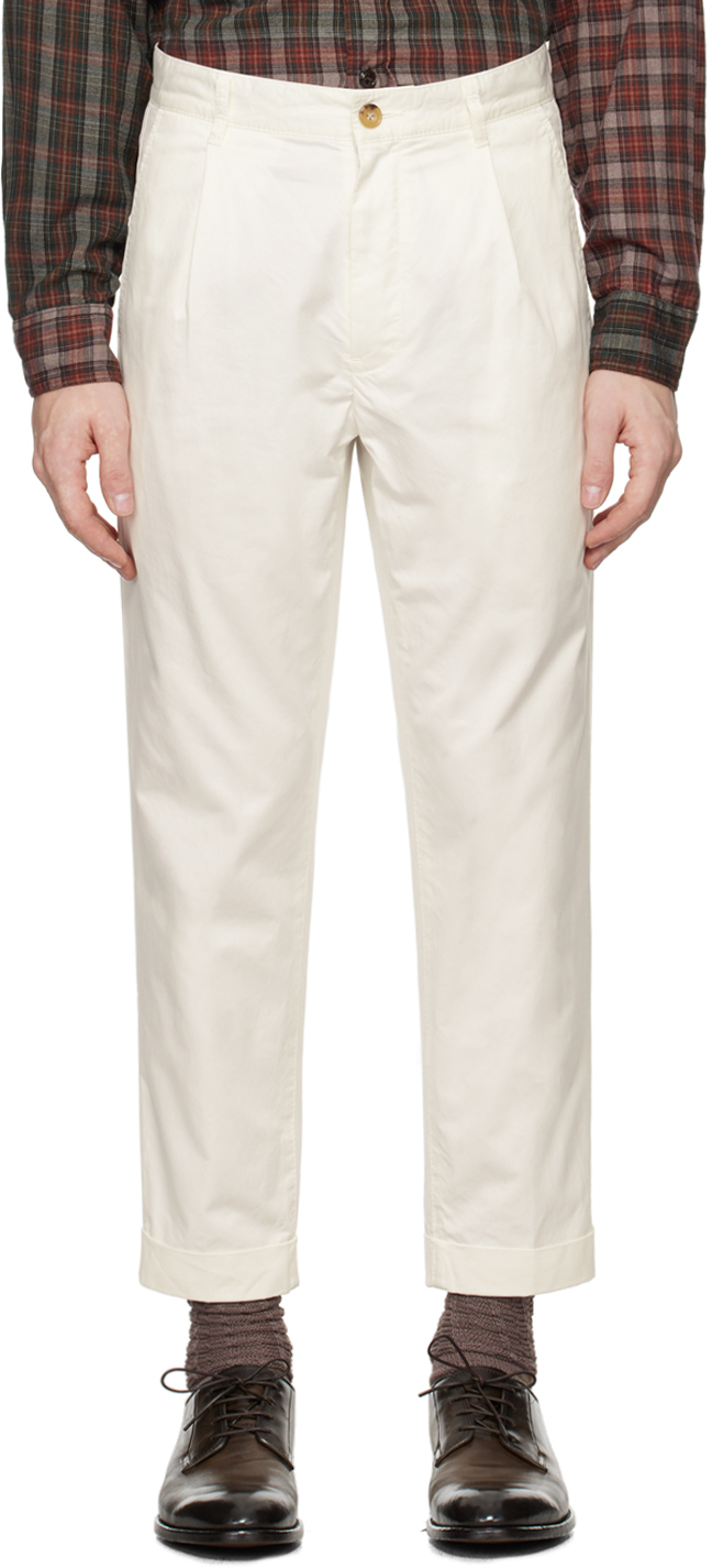 Beige 1 Pleat Trousers