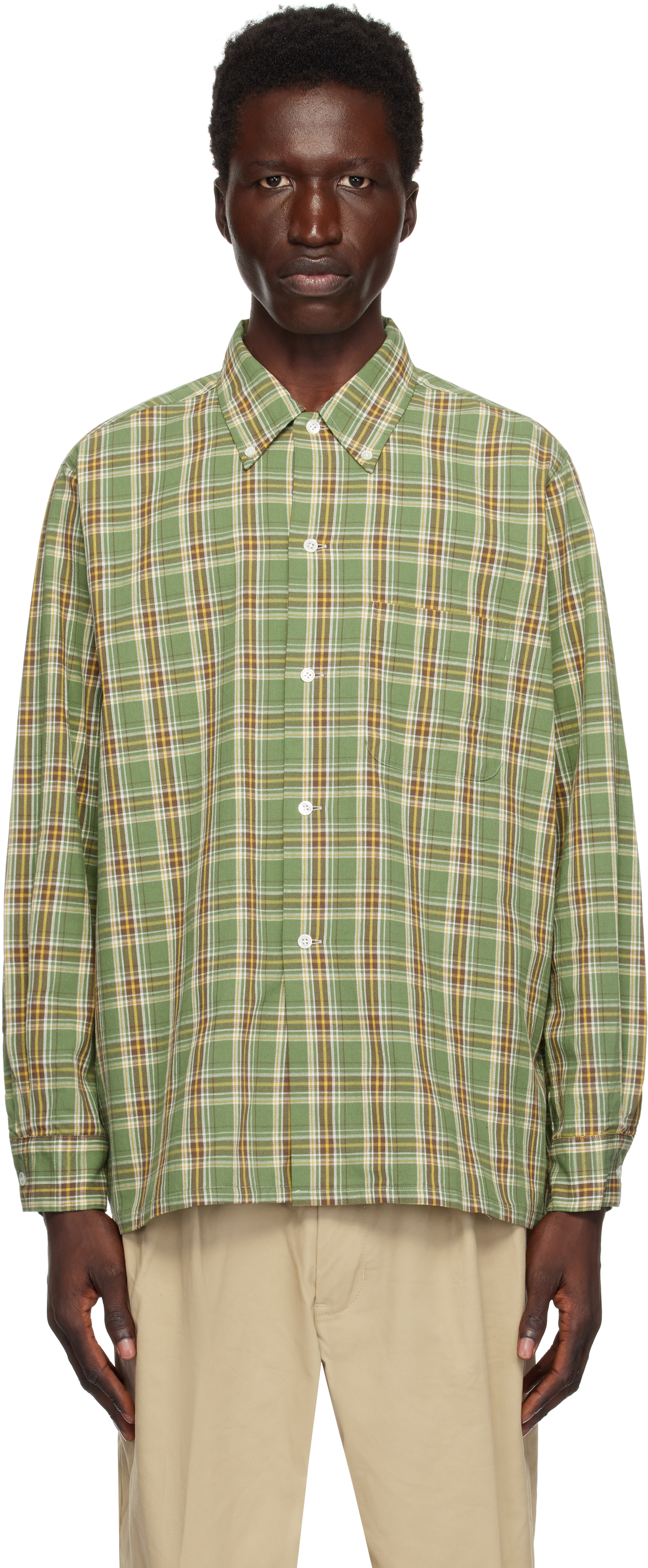 Green Open BD Panama Plaid Shirt